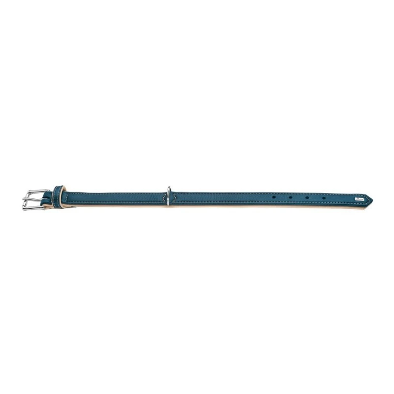 Hunter Hundehalsbånd læder Canada Elg Str.40 Petroleumsblå - 29-35 cm